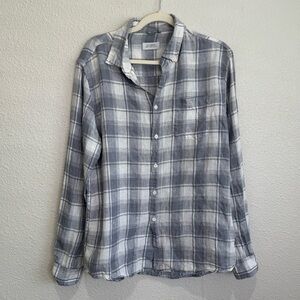 Saturday New York City Mens Large 100% Plaid Button Down Preppy Casual Coastal